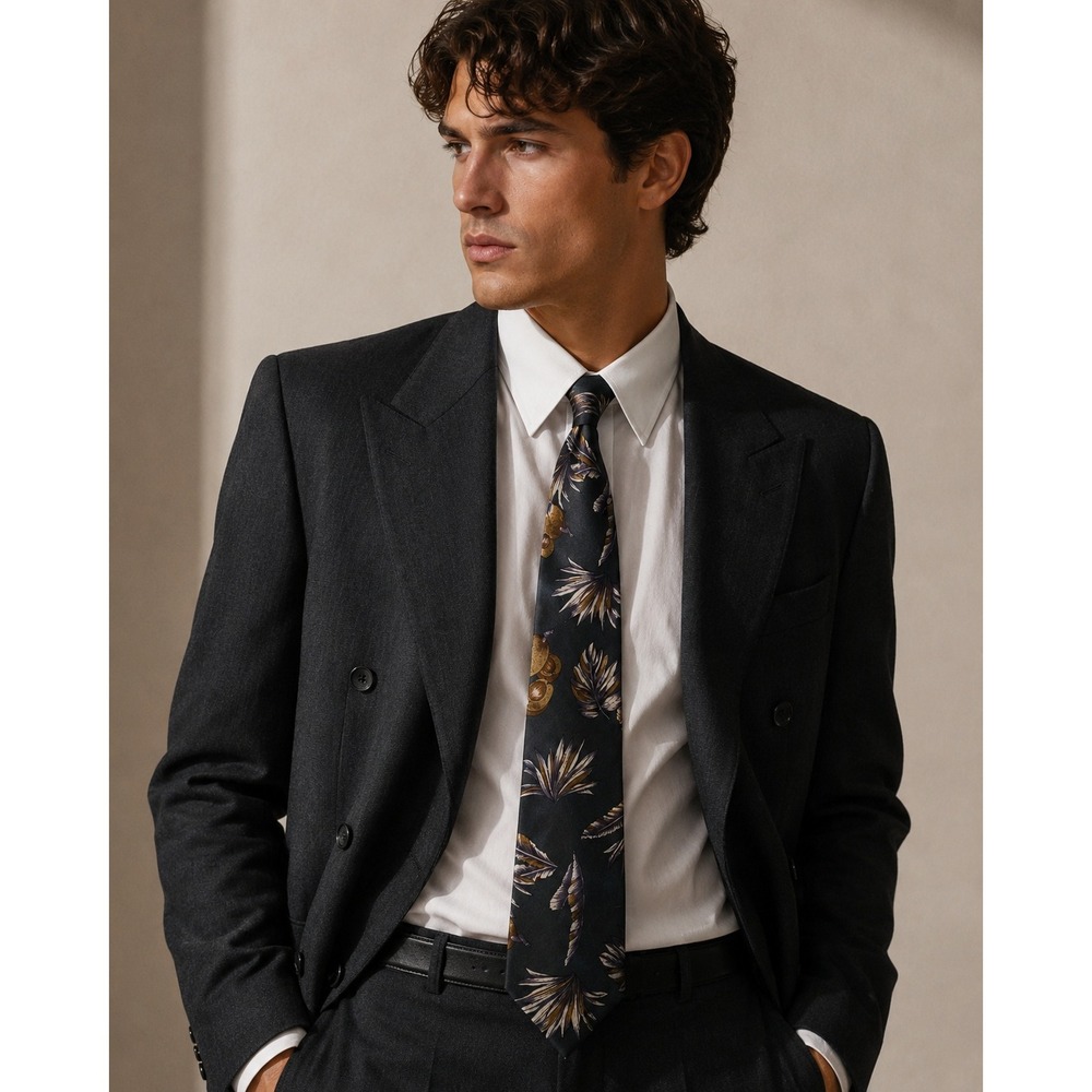 Karl Lagerfeld Vintage Silk Tie Made in Italy Floral Botanical Multi Color